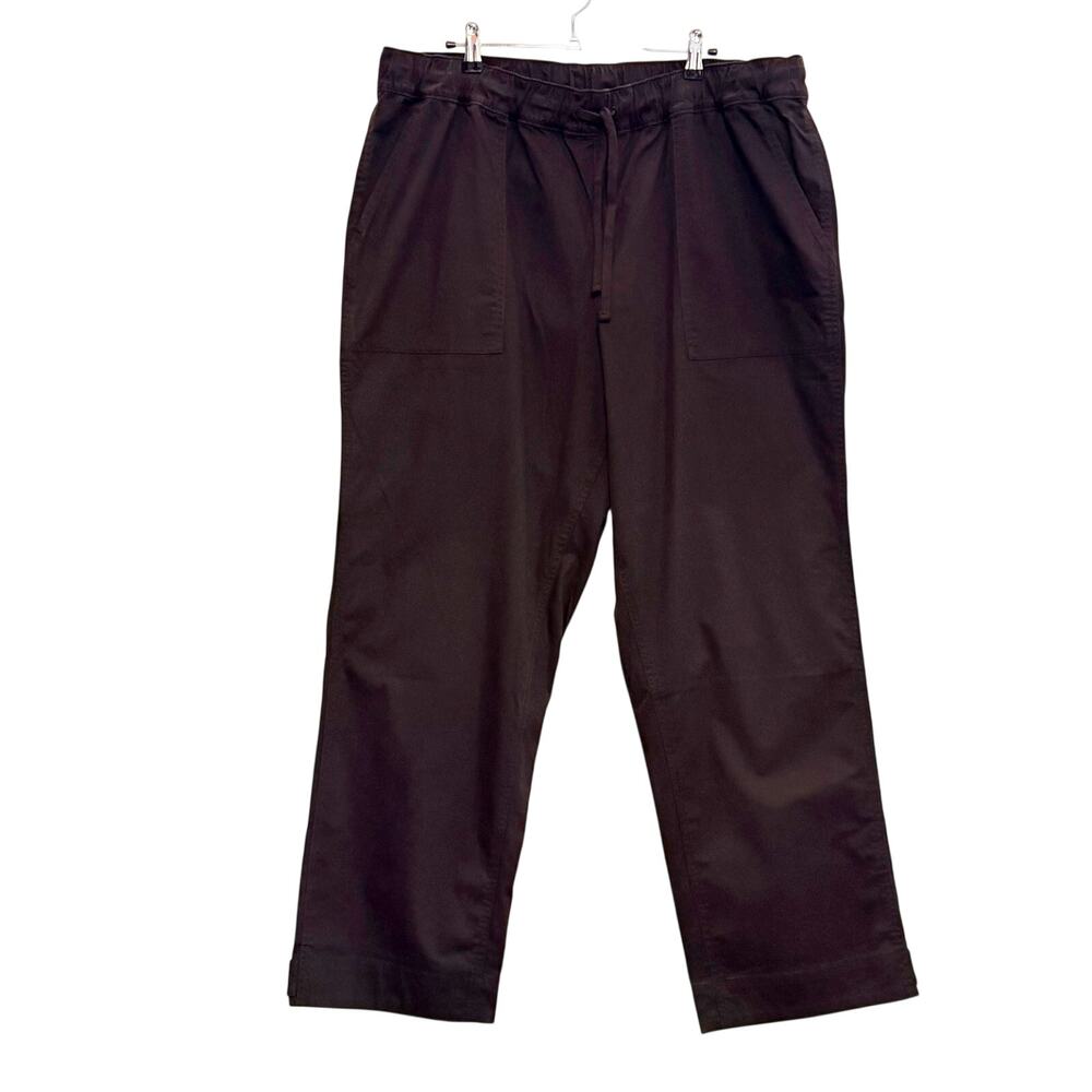 Duluth Trading Co Dobby Pull On Pants Mid Rise Stretch Pockets Brown Womens 18W